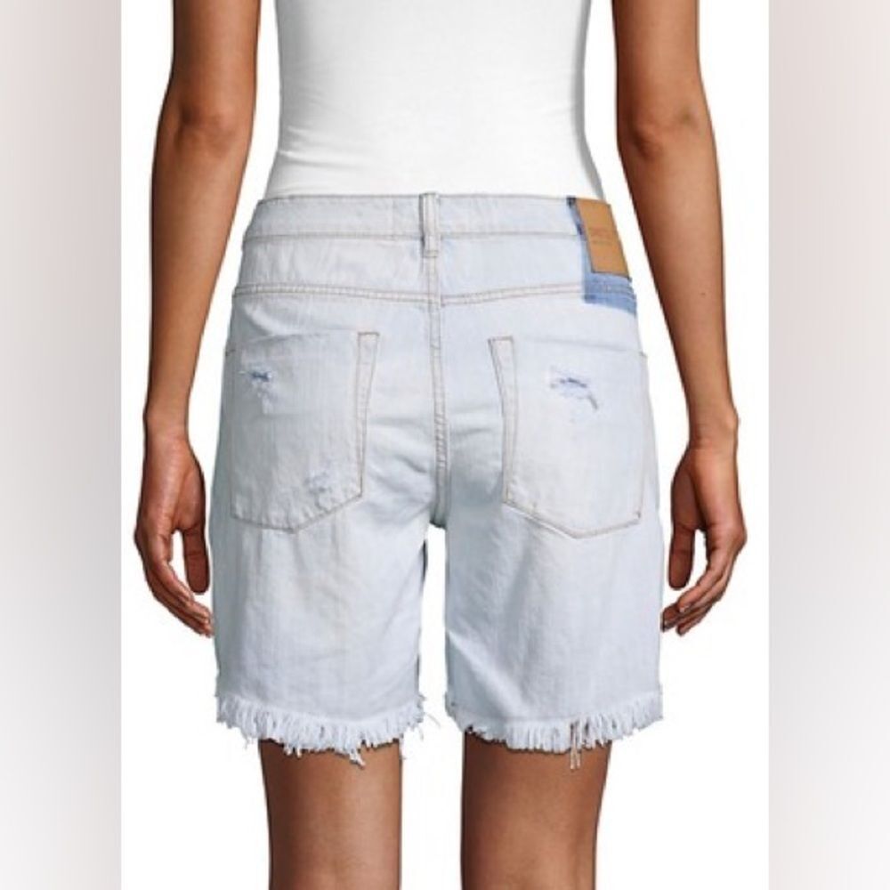 ONE TEASPOON Stevies Shorts Size 25 Long Length Light Blue Distressed Retro 90s - Picture 8 of 12